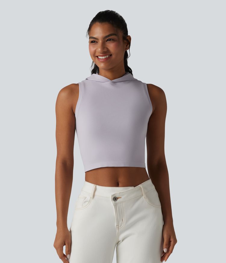 OneForm Seamless Flow Hooded Cropped Casual Tank Top