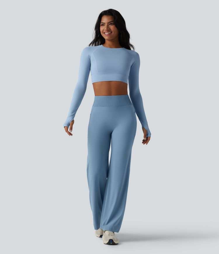 Halara UltraSculpt™ High-waisted Tummy Control Scrunch Yoga Straight-leg Pants with Pockets Halara UltraSculpt™ High-waisted Tummy Control Scrunch Yoga Straight-leg Pants with Pockets