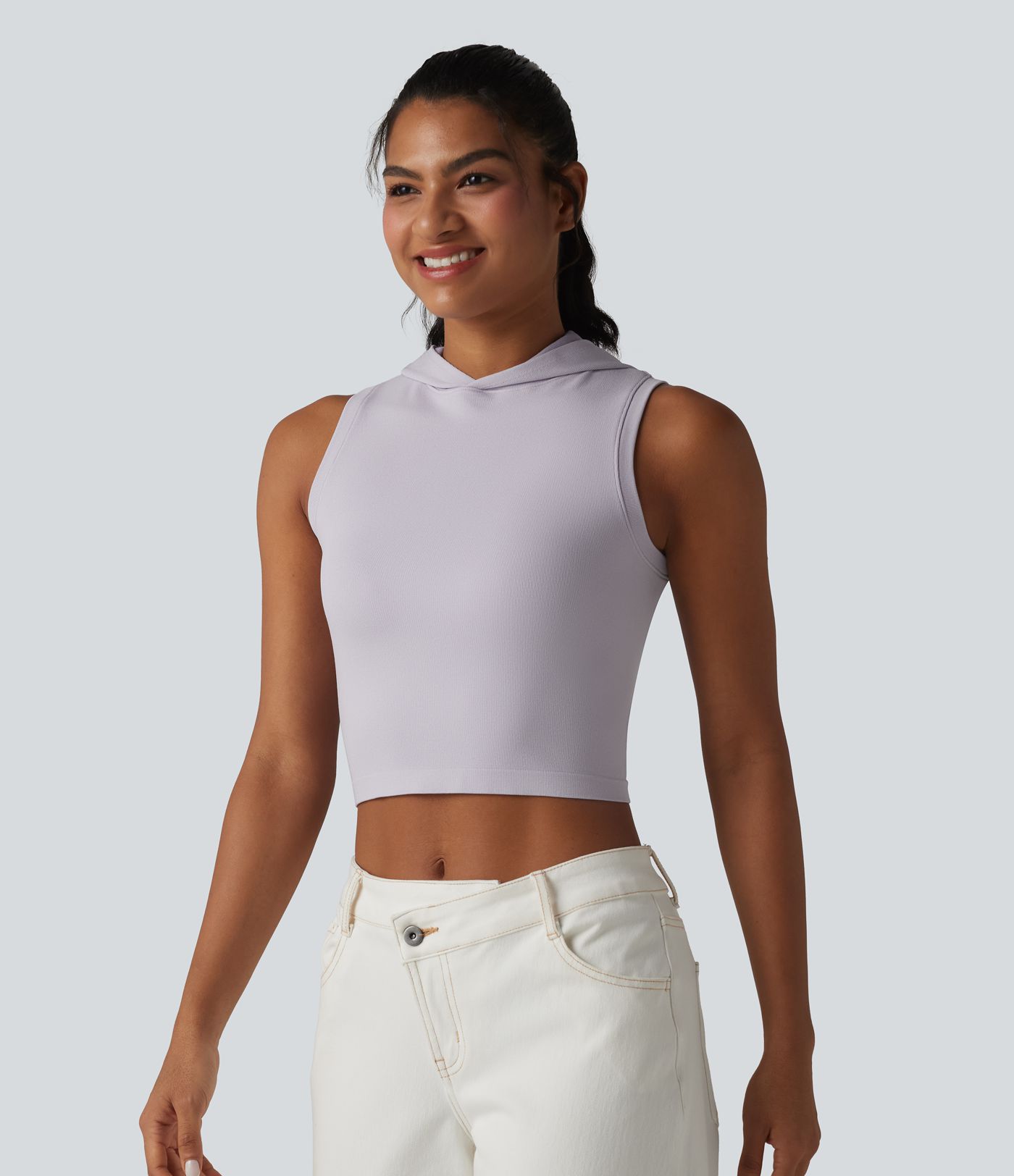 OneForm Seamless Flow Hooded Cropped Casual Tank Top