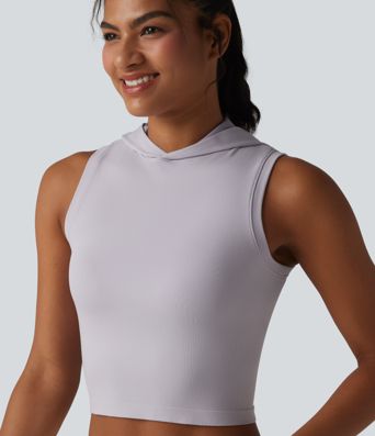 OneForm Seamless Flow Hooded Cropped Casual Tank Top