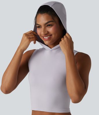OneForm Seamless Flow Hooded Cropped Casual Tank Top