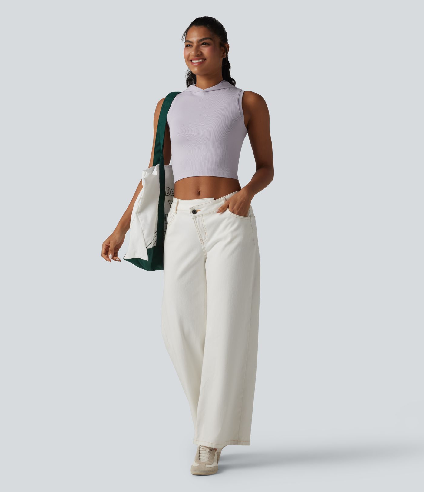 OneForm Seamless Flow Hooded Cropped Casual Tank Top