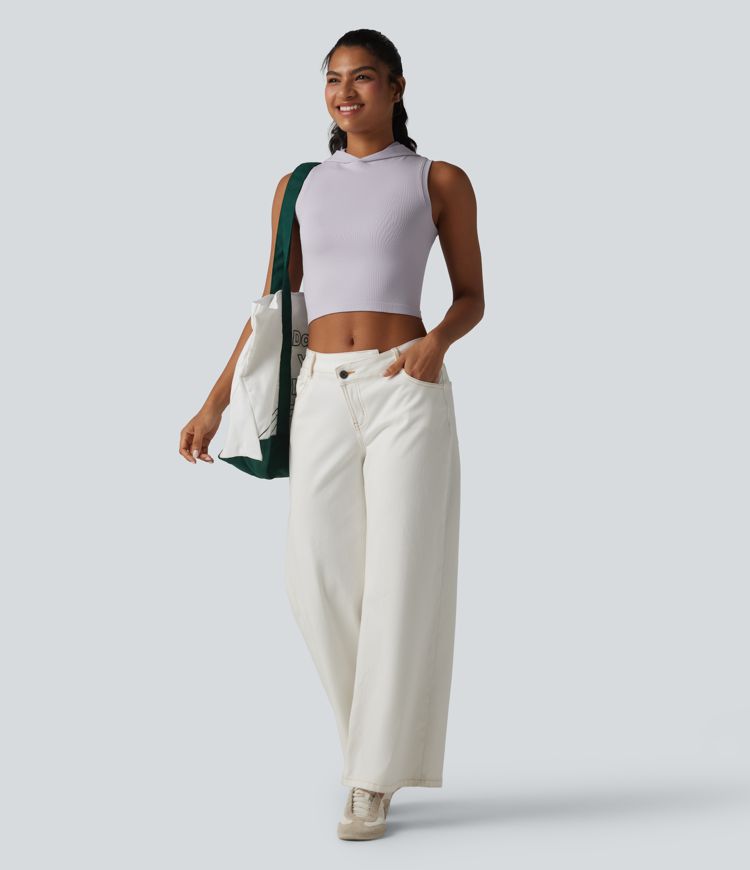 OneForm Seamless Flow Hooded Cropped Casual Tank Top