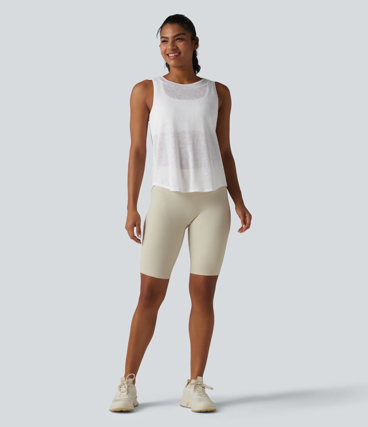 Débardeur de course transparent col rond ourlet arrondi - sans brassière de sport incluse