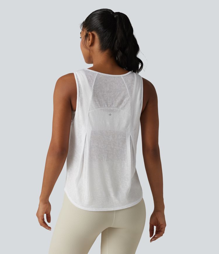 Débardeur de course transparent col rond ourlet arrondi - sans brassière de sport incluse