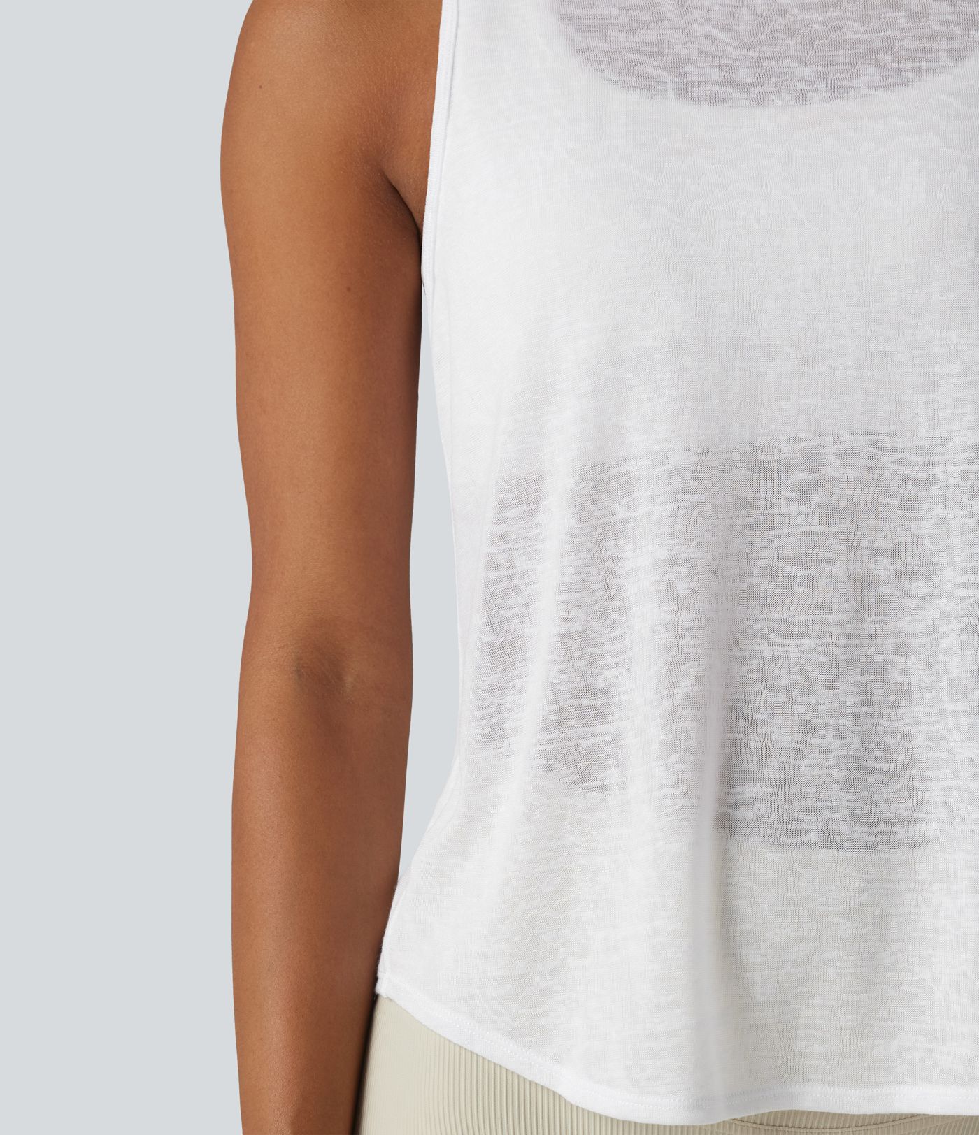 Débardeur de course transparent col rond ourlet arrondi - sans brassière de sport incluse