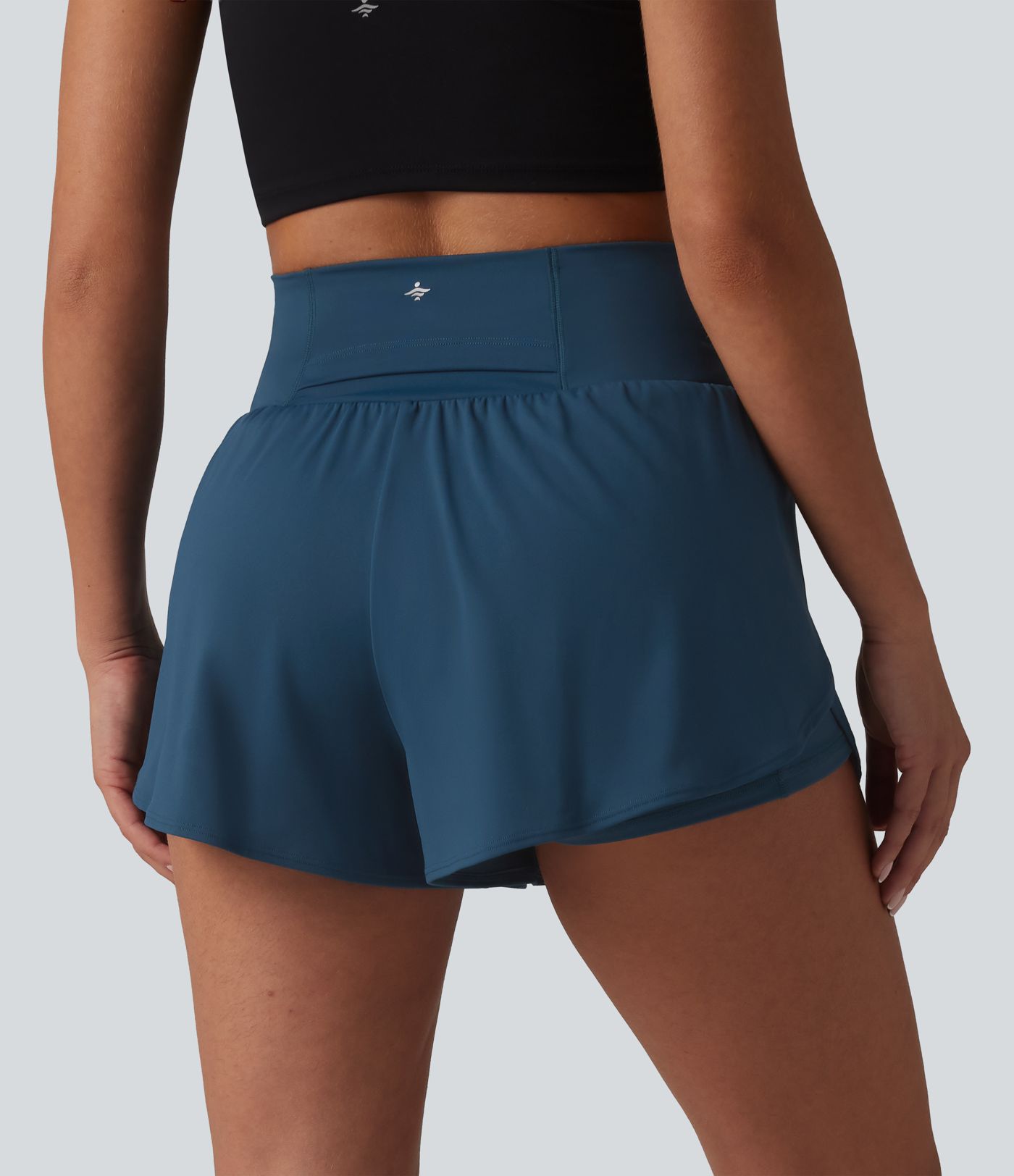 Softlyzero™ Airy - 2-in-1 Yoga-Shorts mit hohem Bund, mehreren Taschen, Bauchkontrolle, Cool-Touch und abgerundetem Saum - 7,6 cm