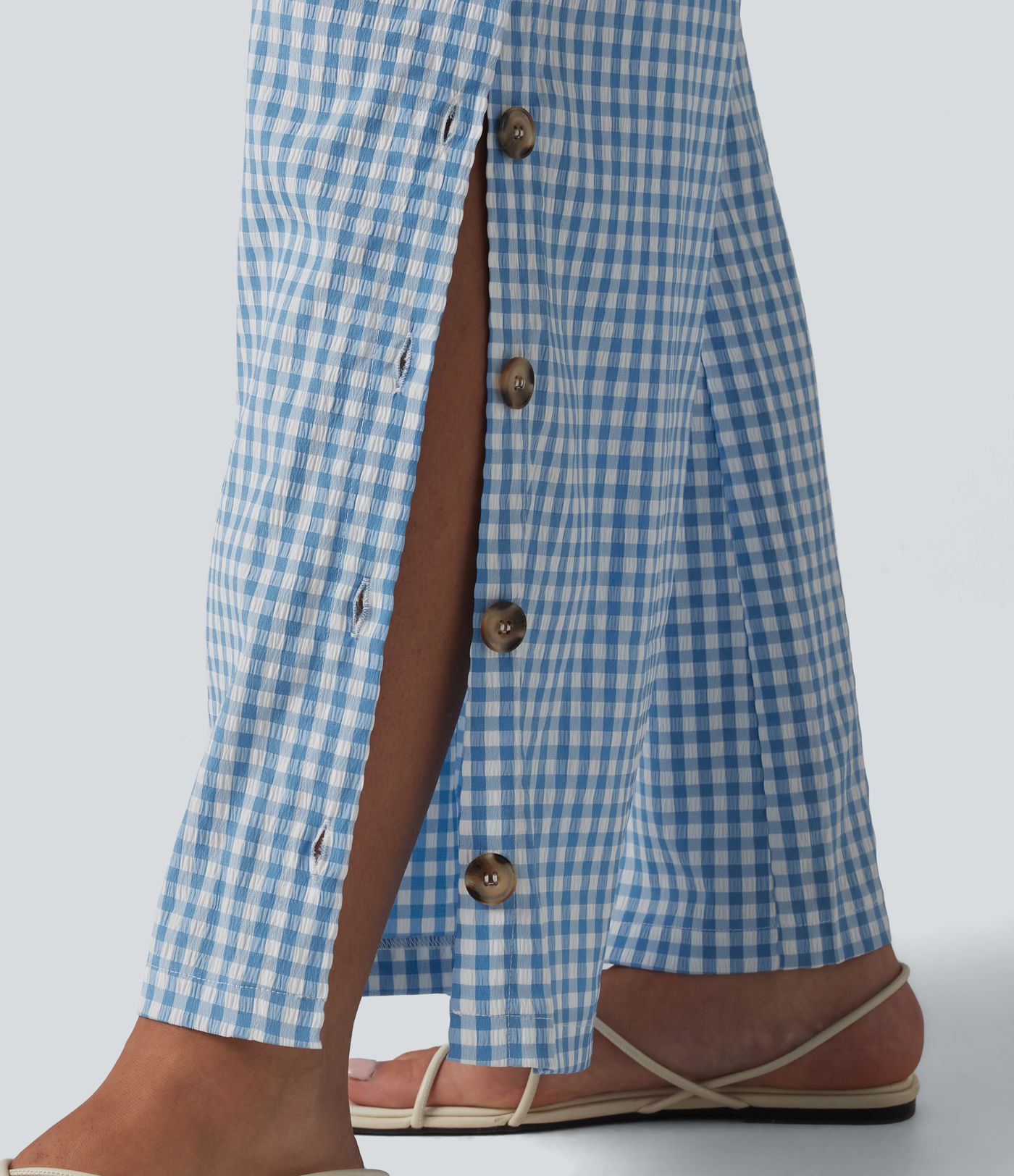 Peto holgado informal con bolsillos laterales, tirantes ajustables y estampado de cuadros - Easy Peezy