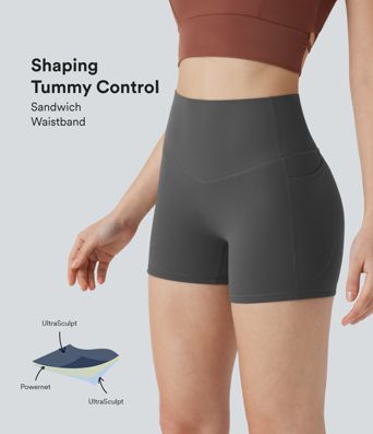 Halara UltraSculpt™ High Waisted Tummy Control Pocket Shaping Training Biker Shorts 3''