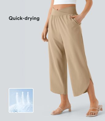 Breezeful™ Resort Pants à Taille Haute, Croisé sur le Côté, avec Poche et Séparation, Séchage Rapide