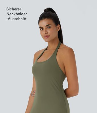 SoftlyZero™ Vestido Activo Mini Slip con Bolsillo 2 en 1 con Cuello Halter