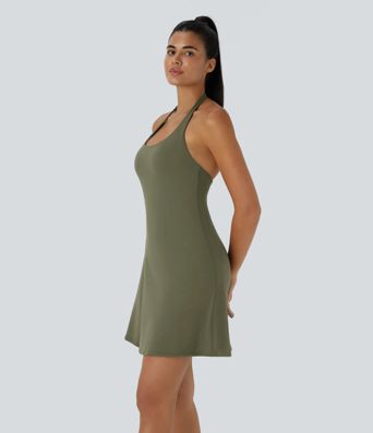 SoftlyZero™ Vestido Activo Mini Slip con Bolsillo 2 en 1 con Cuello Halter