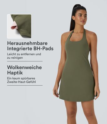 SoftlyZero™ Vestido Activo Mini Slip con Bolsillo 2 en 1 con Cuello Halter