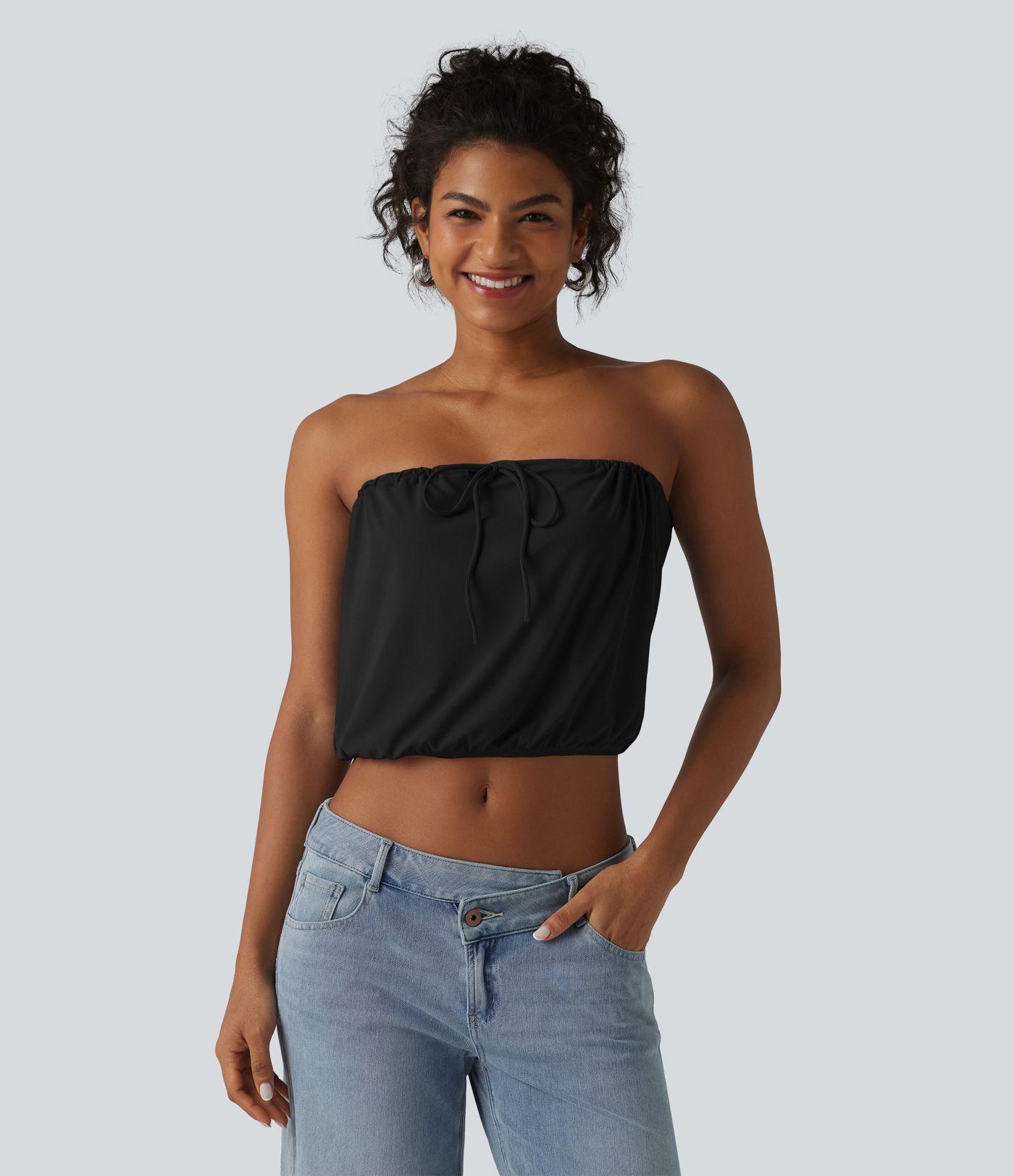 SoftlyZero™ Tube Lace Up Cropped Casual Tank Top-UPF50+ SoftlyZero™ Tube Lace Up Cropped Casual Tank Top-UPF50+