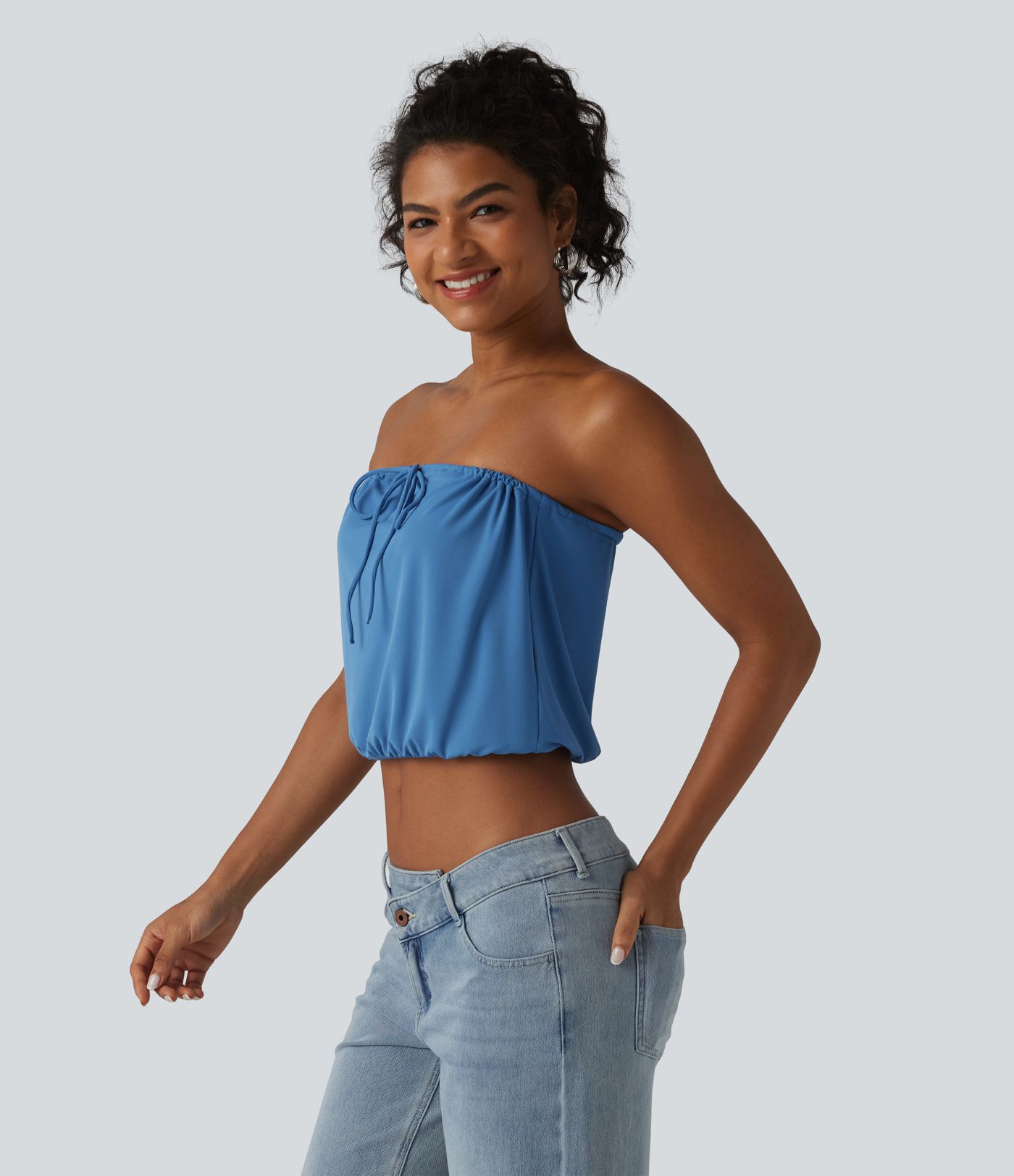 SoftlyZero™ Tube Lace Up Cropped Casual Tank Top-UPF50+