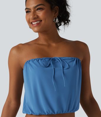 SoftlyZero™ Tube Lace Up Cropped Casual Tank Top-UPF50+