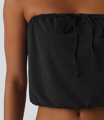 SoftlyZero™ Tube Lace Up Cropped Casual Tank Top-UPF50+ SoftlyZero™ Tube Lace Up Cropped Casual Tank Top-UPF50+