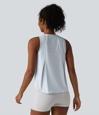 Round Neck Curved Hem Cool Touch Quick Dry Running Tank Top-UPF50+