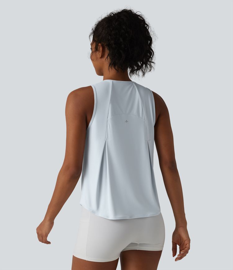 Round Neck Curved Hem Cool Touch Quick Dry Running Tank Top-UPF50+