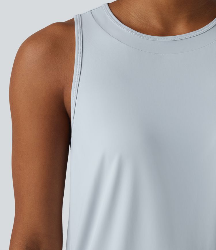 Round Neck Curved Hem Cool Touch Quick Dry Running Tank Top-UPF50+