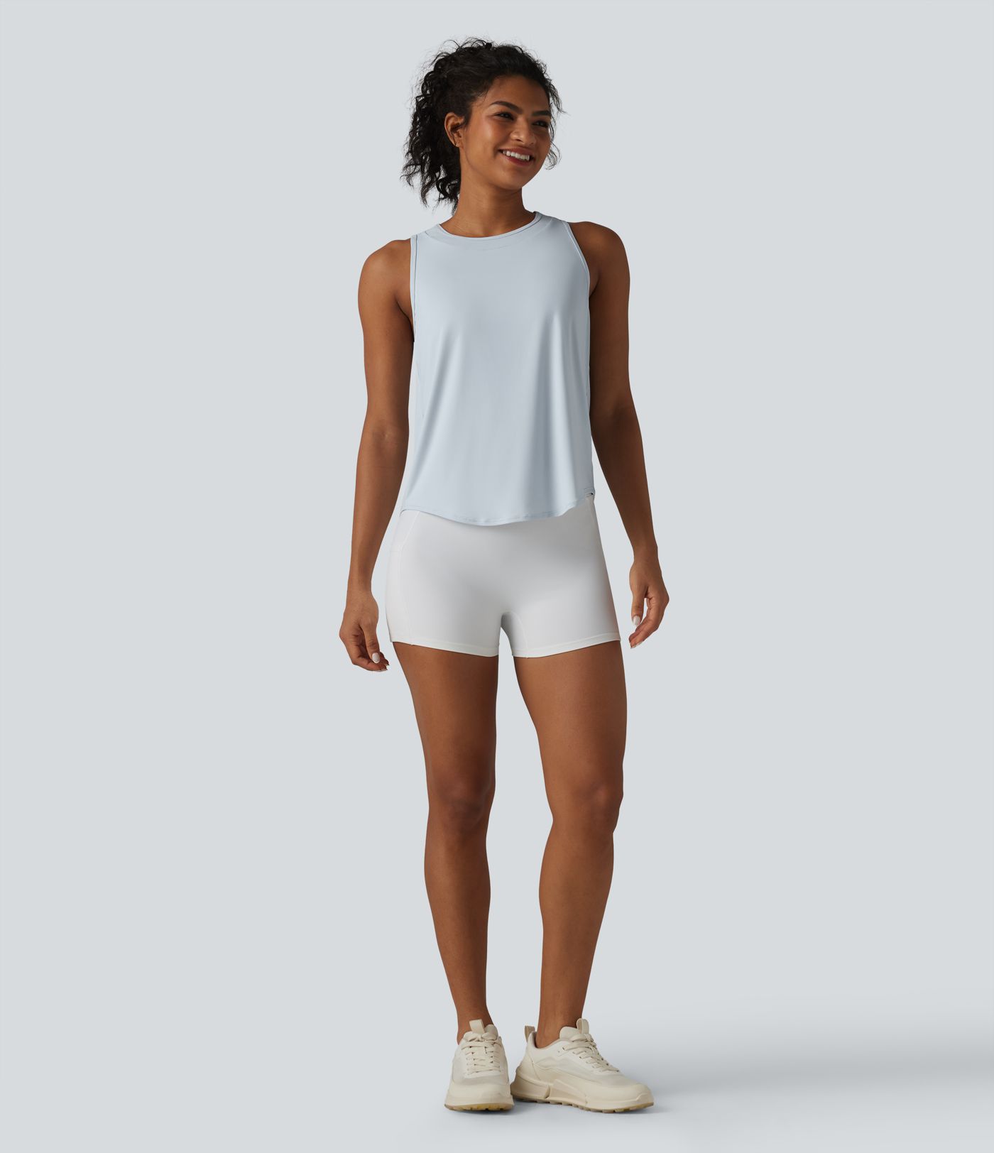 Round Neck Curved Hem Cool Touch Quick Dry Running Tank Top-UPF50+