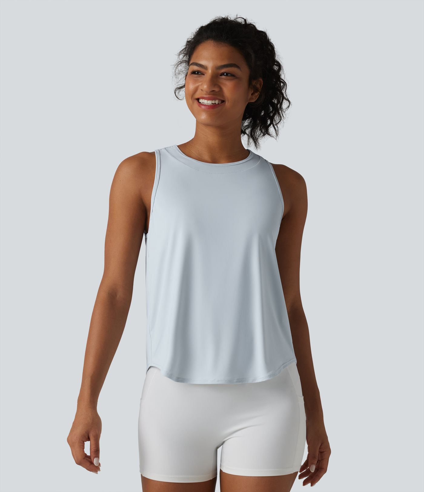 Round Neck Curved Hem Cool Touch Quick Dry Running Tank Top-UPF50+