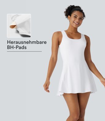 Softlyzero™ Airy, rückenfreies, überkreuztes U-Ausschnitt-Minikleid mit 2-in-1-Seitentasche und Cool Touch