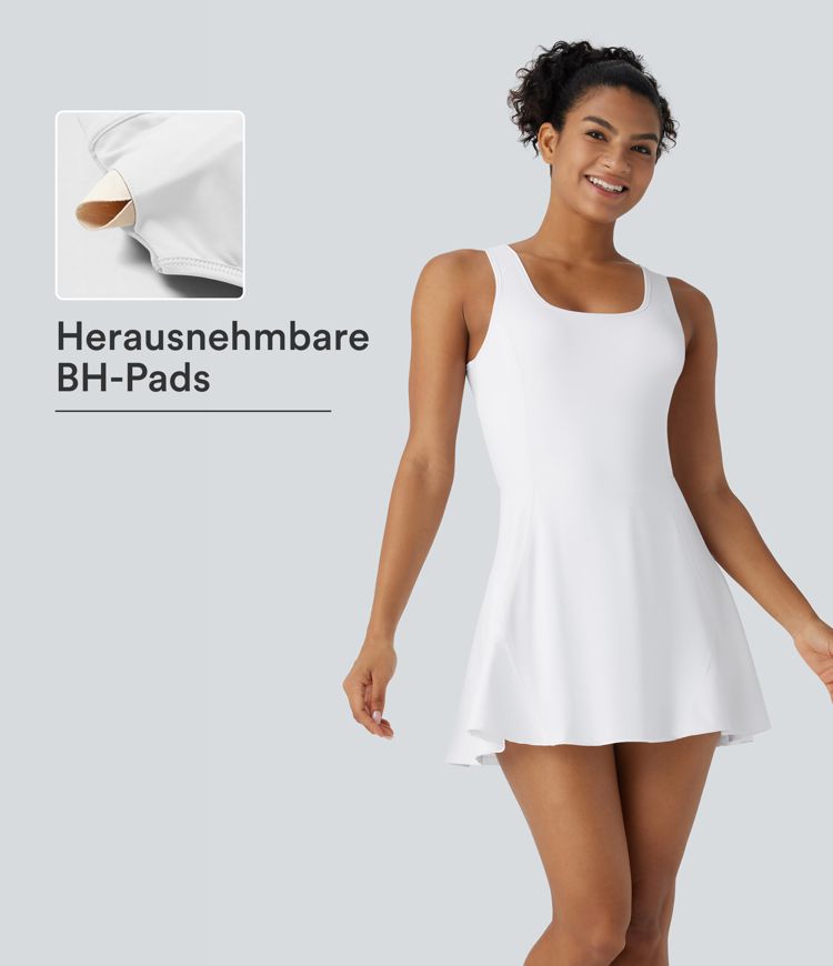 Softlyzero™ Airy, rückenfreies, überkreuztes U-Ausschnitt-Minikleid mit 2-in-1-Seitentasche und Cool Touch