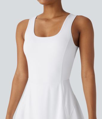 Softlyzero™ Airy, rückenfreies, überkreuztes U-Ausschnitt-Minikleid mit 2-in-1-Seitentasche und Cool Touch