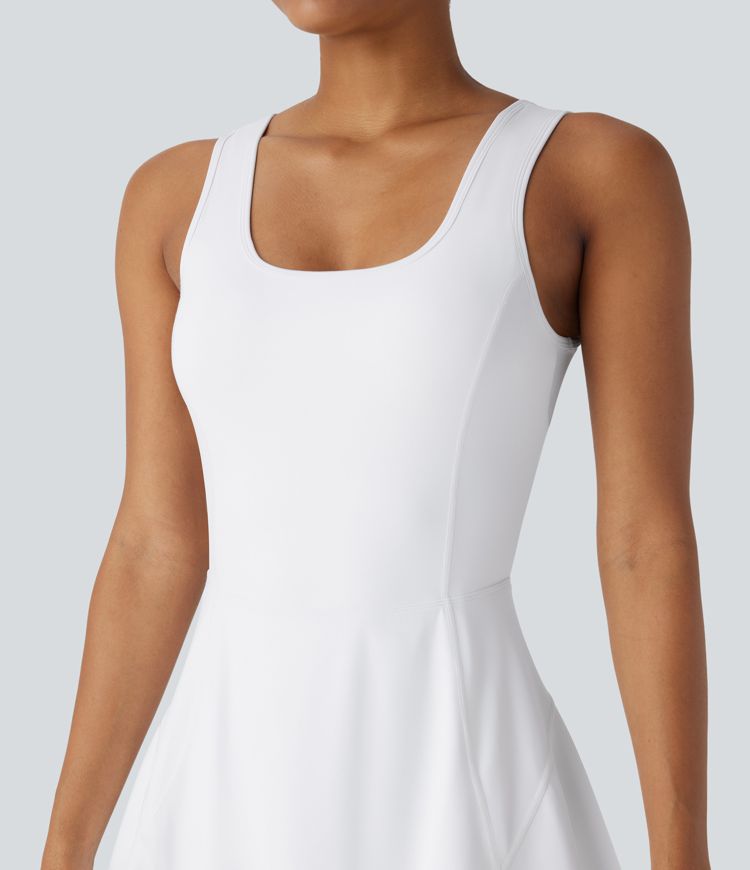 Softlyzero™ Airy, rückenfreies, überkreuztes U-Ausschnitt-Minikleid mit 2-in-1-Seitentasche und Cool Touch