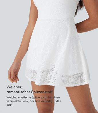 Gedrehtes, rückenfreies 2-in-1 Tanz-Minikleid aus Spitze mit Seitentaschen - Easy Peezy
