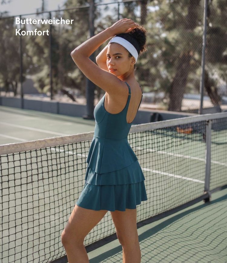 SoftlyZero™ Robe de Danse Active Mini à Volants Aériens et Poches 2-en-1 à Toucher Frais - UPF50+