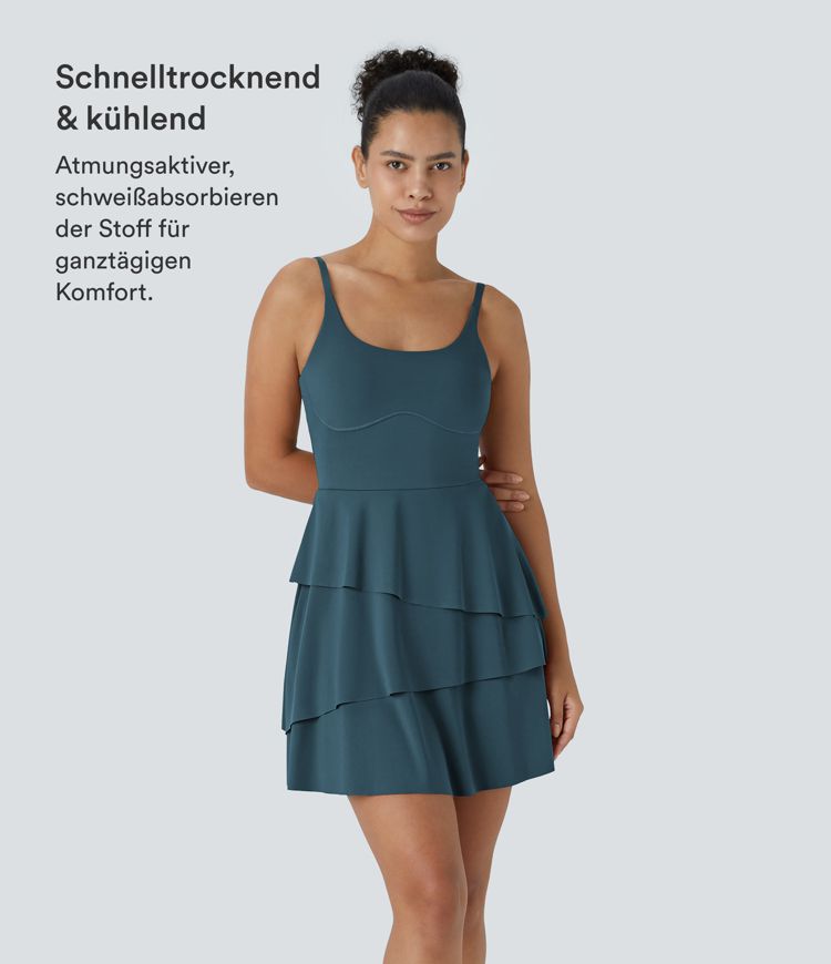 SoftlyZero™ Robe de Danse Active Mini à Volants Aériens et Poches 2-en-1 à Toucher Frais - UPF50+