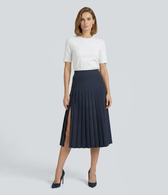 Jupe de travail midi plissée taille haute