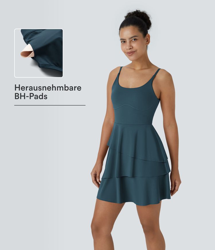 SoftlyZero™ Robe de Danse Active Mini à Volants Aériens et Poches 2-en-1 à Toucher Frais - UPF50+