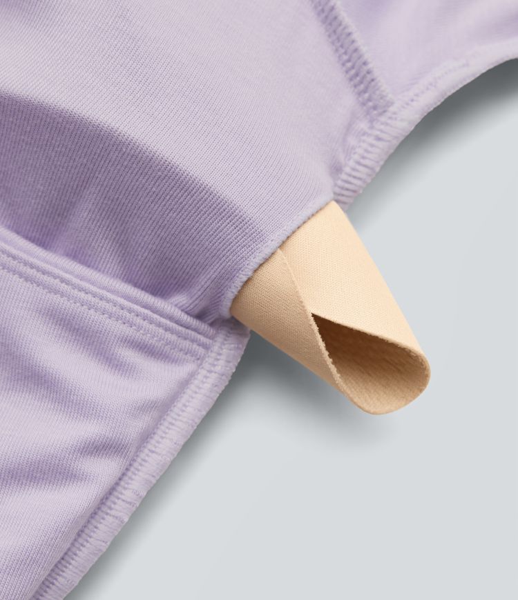 Ribbed Halter Tie Back Off Shoulder Built-in Bra Long Sleeve Casual Jumpsuit with Pockets