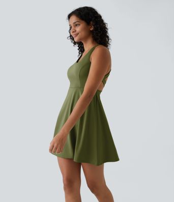 Vestido Activo de Danza Flare de 2 Piezas con Bolsillos