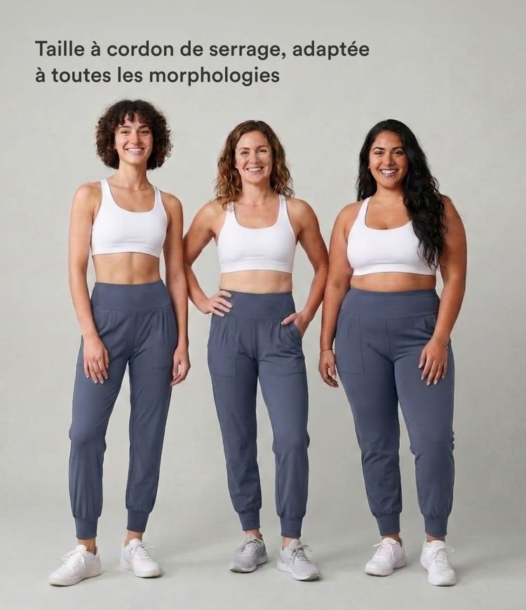 Jogging Casual Uni Taille Haute Poche Latérale 