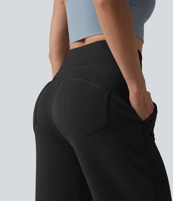 SpacerTek™ - Lässige Sweatpants mit hohem Bund, mehreren Taschen, Bauchkontrolle und weitem Bein