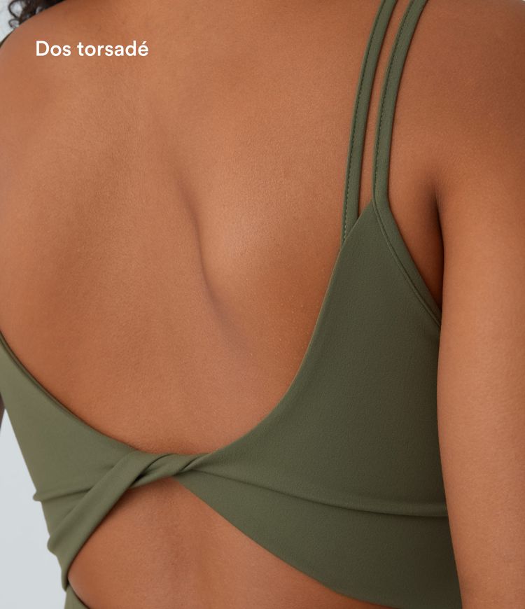 Robe de sport danse 2-pièces SoftlyZero™ Plush double bretelles caraco avec poche A-C