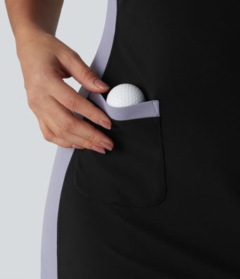 Halara UltraSculpt™ Mock Neck Sleeveless Color Block Mini Golf Dress with Pockets