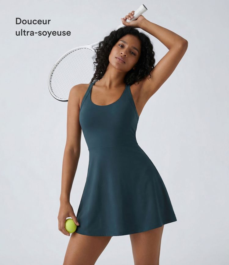 Robe de Danse Sport Mini à Volants Torsadés Dos Nu - Longueur Plus