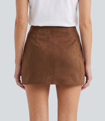 Mid Rise 2-in-1 Suede Bodycon Micro Casual Skirt