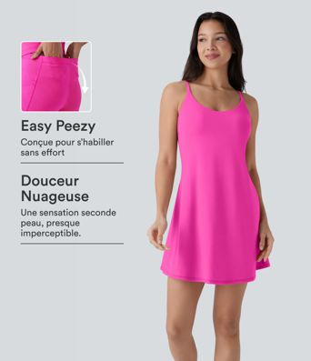 Softlyzero™ Plush Robe de danse courte dos nu avec short intégré - Version Easy Peasy