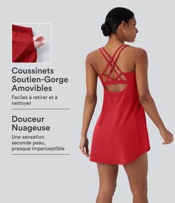 SoftlyZero™ Plush Cutout Mini Yoga Dress 2-Piece Set with A-C Pocket