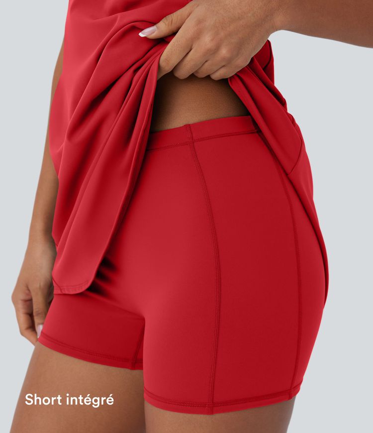 SoftlyZero™ Plush Cutout Mini Yoga Dress 2-Piece Set with A-C Pocket