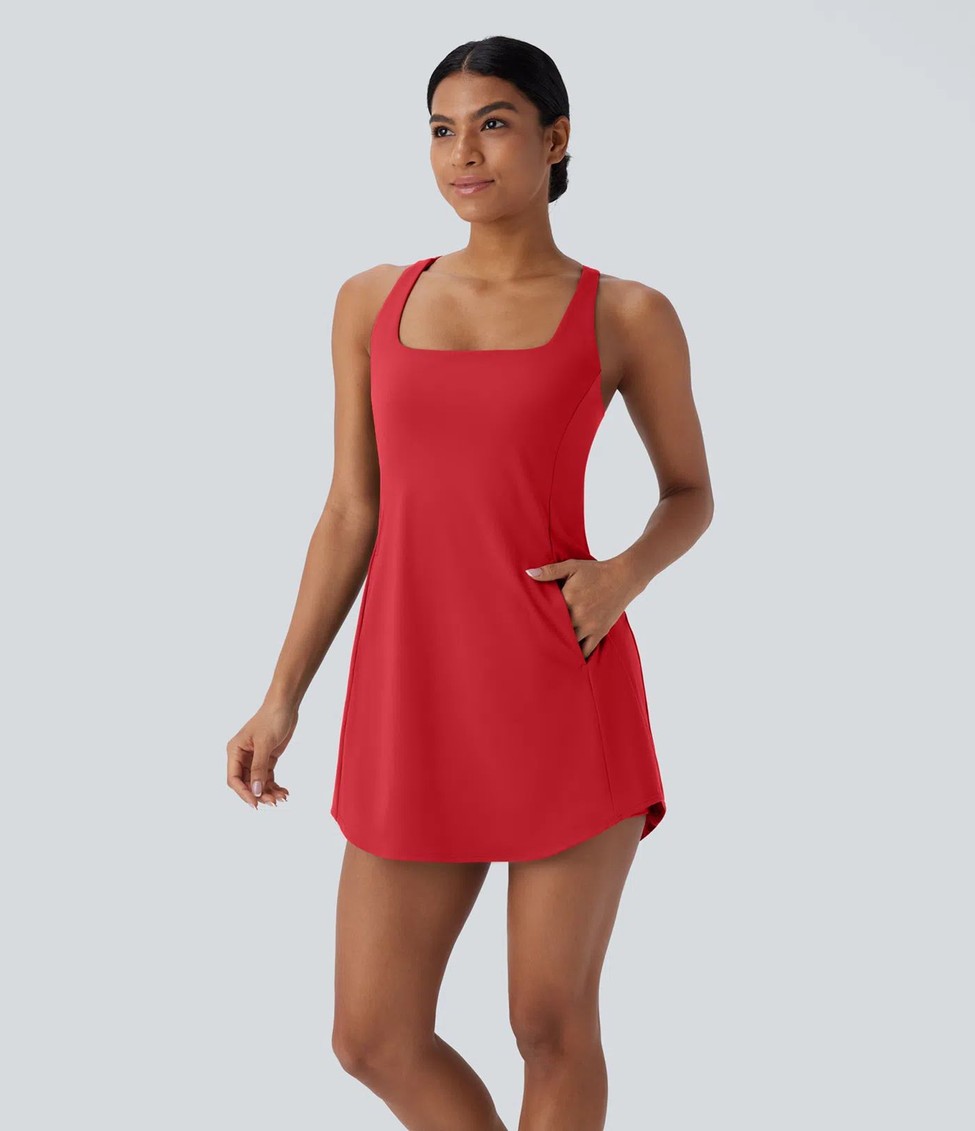 SoftlyZero™ Plush Cutout Mini Yoga Dress 2-Piece Set with A-C Pocket