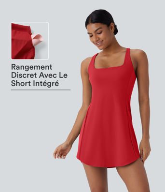 SoftlyZero™ Plush Cutout Mini Yoga Dress 2-Piece Set with A-C Pocket