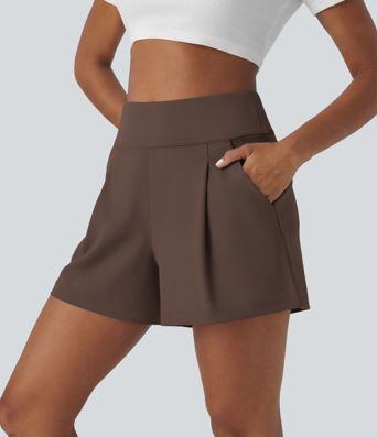 DayStretch High Waisted Work Baggy Shorts 4'' with Pockets