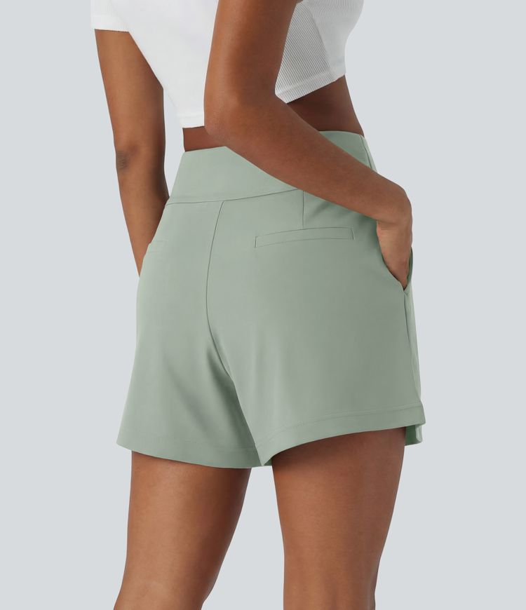 DayStretch High Waisted Work Baggy Shorts 4'' with Pockets